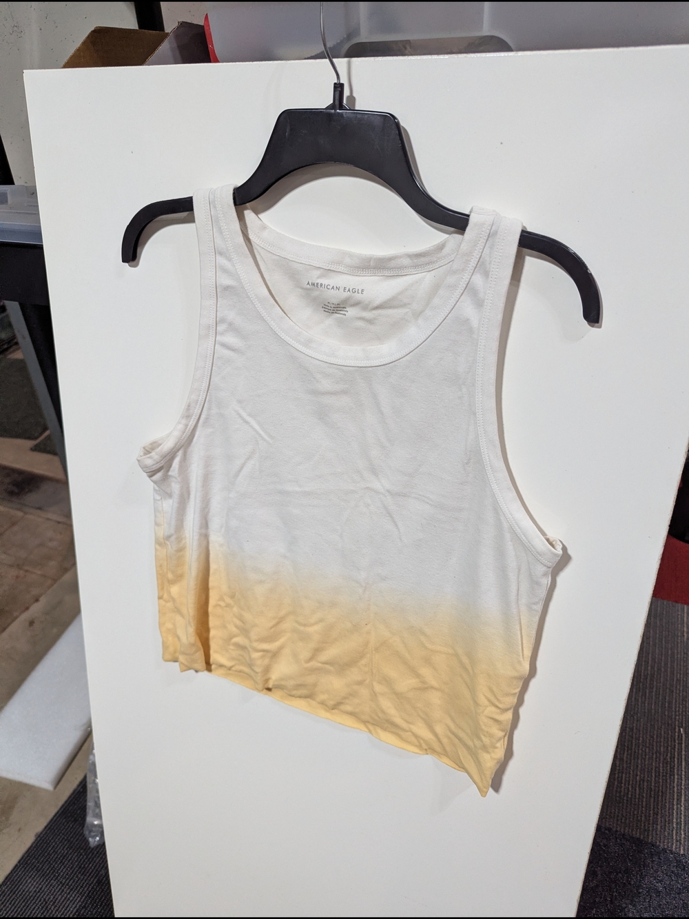 American Eagle Outfitters White and Yellow Ombre Cropped Tank Top
